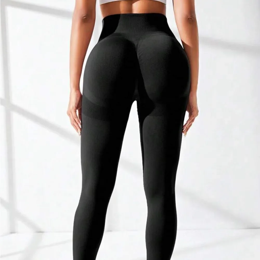 Scrunch Bubble Butt Yoga Workout Leggings Black M